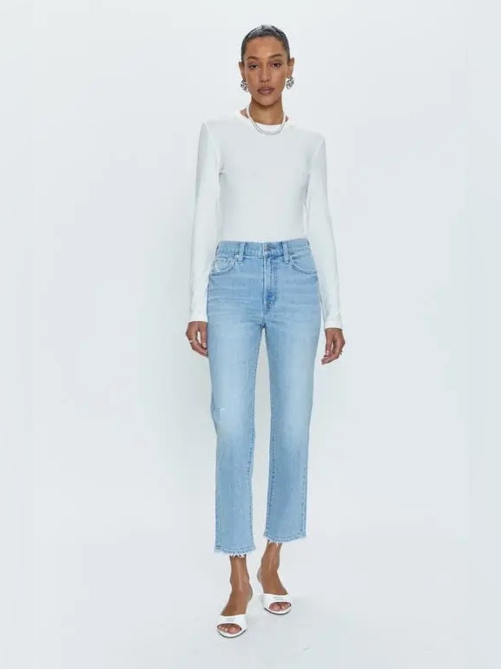🆕 PISTOLA Charlie High Waist
Frayed Ankle Straight Leg Jean NWT SZ 29